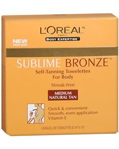 L'Oreal Paris Sublime Bronze Self Tanning Towelettes, Streak-Free, Natural Looking Tan, 6 ct