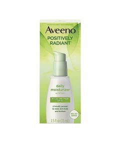 Aveeno Positively Radiant Daily Facial Moisturizer with Total Soy Complex and Broad Spectrum SPF 30 Sunscreen, Oil-Free and Non-Comedogenic, 2.5 fl. oz