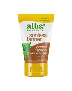 Alba Botanica Sunless Tanner, Self-Tanning Lotion for Face and Body, Golden Tanning without the Sun, Non-Streaking and Natural Looking Self-Tanner, 4 oz. Tube, (YELLOW,WHITE color)
