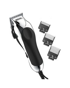 Wahl USA Chrome Pro Corded Clipper Complete Haircutting Kit for Men – Powerful Total Hair Clipping, Beard Trimming, & Grooming - Model 79524-2501
