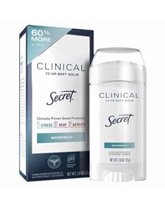 Secret Antiperspirant and Deodorant for Women Clinical Strength Soft Solid Waterproof 2.6 Oz