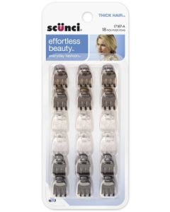 Scunci Effortless Beauty Thick Hair Mini Jaw Clips, 1 cm, (Pack of 18)