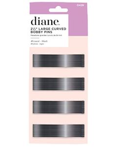 Diane Curved Hair Bobby Pins for Women â€“ Large 2.5â€  Bobby Pins - Black, Curved Flat Design with Ball Tips, D428 - 40 Count (Pack of 1)