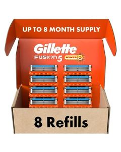 Gillette Fusion5 Power Mens Razor Blade Refills, 8 Count, Lubrastrip for a More Comfortable Shave,Gillette Fusion 5 Blades Refills, Gillette Razors for Men, Gillette Fusion 5, Razor Blades for Men