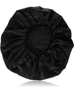 Annie - Ms. Remi Silky Satin Double Cotton - Lined Day and Night Cap - Comfort Elastic Band (Extra Jumbo - Black)