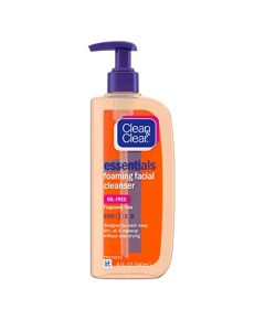 Clean & Clear Essentials Foaming Facial Cleanser, Oil-Free Daily Face Wash with Glycerin to Remove Acne Breakout-Causing Dirt, Oil & Makeup Without Over-Drying, 8 Fl Oz (Packaging may vary)