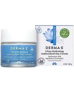 DERMA-E Ultra Hydrating Antioxidant Day Cream – Advanced Face Moisturizer with Anti-Aging Squalane, Hyaluronic Acid and Ceramides to Smooth and Nourish, 2 Oz