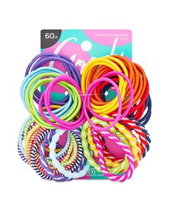 Goody Ouchless Elastic Hair Ties In Brights and Pastels - Perfect for Fine, Curly Hair and Sensitive Scalps - Pain Free Hair Accessories for Men, Women, Girls and Boys, Assorted ,60 Count(Pack of 1)