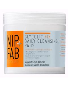 Nip + Fab Glycolic Acid Fix Daily Cleansing Pads for Face with Hyaluronic Acid, Witch Hazel, Exfoliating Resurfacing AHA Facial Cleanser for Exfoliation Even Skin Tone Brighten Skin, 60 Pads