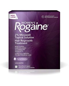 Women's Rogaine 2% Minoxidil Topical Solution for Hair Thinning and Loss, Topical Treatment for Women's Hair Regrowth, 3-Month Supply