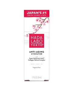 Hada Labo Tokyo Anti-Aging Hydrator 1.7 Fl. Oz - with Super Hyaluronic Acid, Collagen and Retinol Complex - lightweight anti aging serum helps increase firmness and elasticity, fragrance free