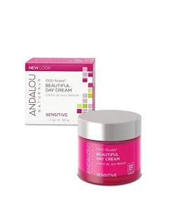 Andalou Naturals 1000 Roses Beautiful Day Cream, Face Moisturizer for Sensitive Skin with Hyaluronic Acid, & Aloe Vera, Cruelty Free, 1.7 Ounce