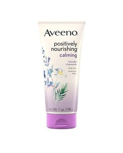 Aveeno Positively Nourishing Calming Body Lotion with Lavender, Chamomile, Soothing Oatmeal & Shea Butter, Daily Moisturizing Lotion for All-Day Hydration & Dry Skin Relief, 7 Oz