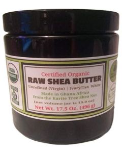 Certified ORGANIC RAW SHEA BUTTER, Huge 17.5 oz Tall Amber BPA Free Jar Unrefined, Virgin, Ivory White (Tan) Premium Quality Made in Africa From The Shea Nut Best Non-comedogenic Natural Moisturizer.
