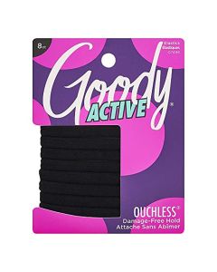 Goody Thick Hair Ties - Athletic Hair Bands 8 Count, Black- Suitable for All Hair Types - Ouchless Hair Accessories for Women and Girls