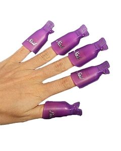 HIGHROCK 10Pcs Acrylic Nail Art Polish Remover Wrap Cleaner Superior Clip Caps (Purple)