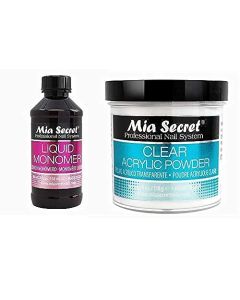 MIA SECRET 4oz Liquid Monomer + 4oz Clear Acrylic Powder Nail Art System