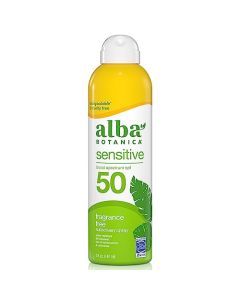 Alba Botanica Sunscreen for Face and Body, Fragrance-Free Sunscreen Spray for Sensitive Skin, Broad Spectrum SPF 50, Water Resistant, 5 fl. oz. Bottle