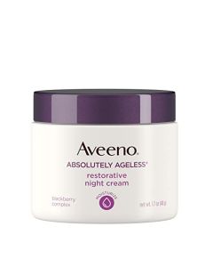 Aveeno Absolutely Ageless Restorative Night Cream Face & Neck Moisturizer with Antioxidant-Rich Blackberry Complex, Vitamin C & E, Hypoallergenic, Non-Greasy & Non-Comedogenic, 1.7 fl. oz