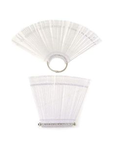 yueton 2 Set Total 100 Tips Transparent Fan-shaped Nail Art Tips Display Polish Board Display Practice Sticks Tool with Metal Screw Split Ring Holder