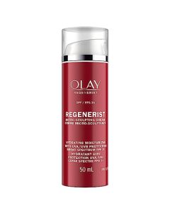 Face Moisturizer by Olay Regenerist Microsculpting Cream With SPF 30 Sunscreen  and Vitamin E for Advanced Anti-Aging, 50ml