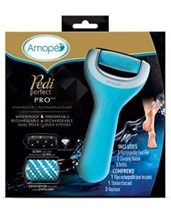 Amope Pedi Perfect Wet & Dry Foot File, Callous Remover for Feet, Hard and Dead Skin - Rechargeable & Waterproof (Packaging May Vary)