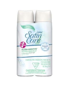 Gillette Satin Care Ultra Sensitive Shave Gel for Women, Pack of 2, 7oz Each, Frangrance Free