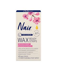 Nair Hair Remover Wax Ready-Strips for Face & Bikini, 40 CT