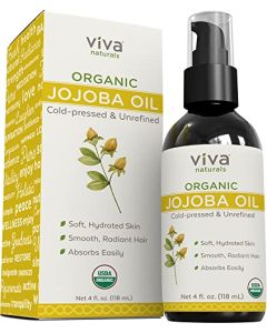 Jojoba Oil Organic Cold Pressed Unrefined - 100% Pure Jojoba Oil for Skin, Natural Face Moisturizer and Hair Moisturizer, USDA Certified Organic Face Oil for Skin Care DIY, 4 fl. oz