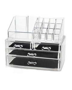 Unique Home New Design Bottom Layer Increase Fits Most Conceal Acrylic Makeup Organizer and Cosmetic Make Up Organizer Countertop Storage Box Brush Holder Clear Jewelry Organizer Bathroom Vanity Tray