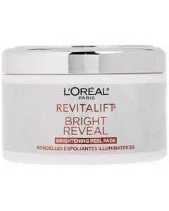 L'Oréal Paris Revitalift Bright Reveal Anti-Aging Exfoliating Peel Pads with Glycolic Acid, Reduce Wrinkles & Brighten Skin, 30 Count (Pack of 1)