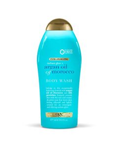 OGX Radiant Glow + Argan Oil of Morocco Extra Hydrating Body Wash for Dry Skin, Moisturizing Gel Body Cleanser for Silky Soft Skin, Paraben-Free, Sulfate-Free Surfactants, 19.5 fl oz