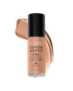 Milani Conceal + Perfect 2-in-1 Foundation + Concealer - Light Tan (1 Fl. Oz.) Cruelty-Free Liquid Foundation - Cover Under-Eye Circles, Blemishes & Skin Discoloration for a Flawless Complexion