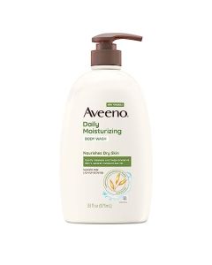Aveeno Daily Moisturizing Body Wash for Dry & Sensitive Skin with Prebiotic Oat, Hydrating Oat Body Wash Nourishes Dry Skin & Gently Cleanses, Light Fragrance, Sulfate-Free, 33 fl. oz