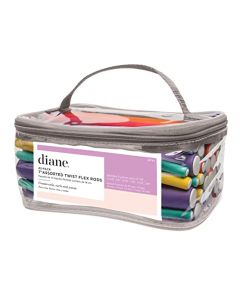 Diane Twist-Flex Rods – Pack of 42 Assorted Hair Rollers for Women and Girls – Reusable Zip Pouch for Storage - Small, Medium, Large – Purple, Gray, Orange, Blue, Red, Yellow, Green – DTV1