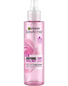 Garnier SkinActive Facial Mist Spray with Rose Water, 4.4 Fl Oz (130mL), 1 Count (Packaging May Vary)