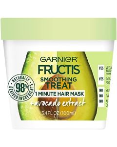 Garnier Fructis Smoothing Treat 1 Minute Hair Mask with Avocado Extract, 3.4 Fl Oz (Pack of 1)
