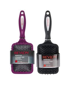 Revlon Straight & Smooth Soft Touch Paddle Hair Brush Set, Black + Berry