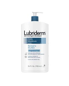 Lubriderm Daily Moisture Hydrating Unscented Body Lotion with Pro-Vitamin B5 for Normal-to-Dry Skin for Healthy-Looking Skin, Non-Greasy and Fragrance-Free Lotion, 24 fl. oz
