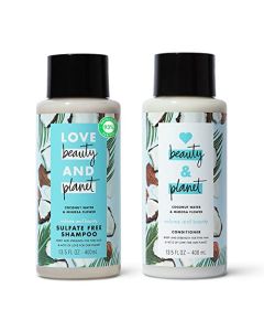 Love Beauty and Planet Volume and Bounty Thickening Shampoo and Conditioner For Volume and Fine Hair Care Coconut Water & Mimosa Flower, Paraben Free, Silicone Free, and Vegan 13.5 oz 2 count