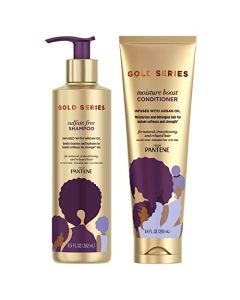 Pantene, Shampoo and Sulfate Free Conditioner Kit, with Argan Oil, Pro-V Gold Series, for Natural and Curly Textured Hair, 17.9 fl oz, Kit (Packaging may vary)