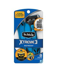 Schick Xtreme 3 Blade Refresh Scented Disposable Razor for Men, Pack of 8