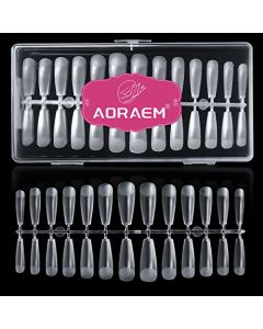 AORAEM 240 Pcs Ballerina Nail,12 Sizes Full Cover Long Coffin Shaped Nails Full Matte Design Clear Ballet Nails Tips for Home DIY (Ballet-240)