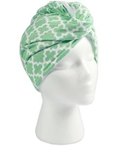 DII Women's Adjustable Microfiber Hair Wrap, Aqua Lattice