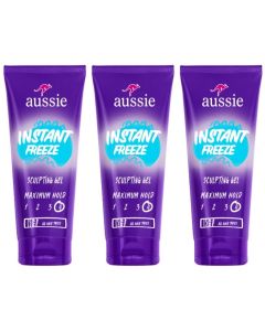 Aussie Instant Freeze Sculpting Maximum Hold Hair Gel with Jojoba Oil, Sea Kelp and Australian Aloe, 7 Oz (Triple Pack)