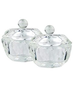 mollensiuer 2Pcs Clear Nail Art Acrylic Liquid Powder Dappen Dish Bowl Glass Crystal Cup Glassware with Lid for Nail Art Manicure Care Tools