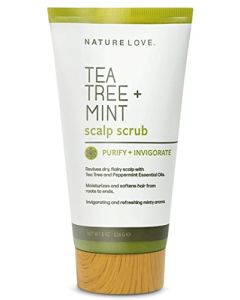Nature Love Tea Tree + Mint Scalp Scrub | Purify + Invigorate | Exfoliates and Removes Buildup | Paraben Free, Cruelty Free, Made in USA (8 oz)