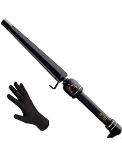HOT TOOLS Professional Black Gold XL Tapered Curling Wand for Long Lasting Curls or Waves, 1 1/4 Inches
