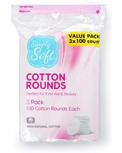 Simply Soft Cotton Rounds, 100% Cotton, Absorbent and Textured Cotton Pads are Lint Free, 100 Count (Pack of 3)