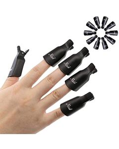 HiMo 10PC Plastic Acrylic Nail Art Soak Off Cap Clip UV Gel Polish Remover Wrap Tool (Black)
